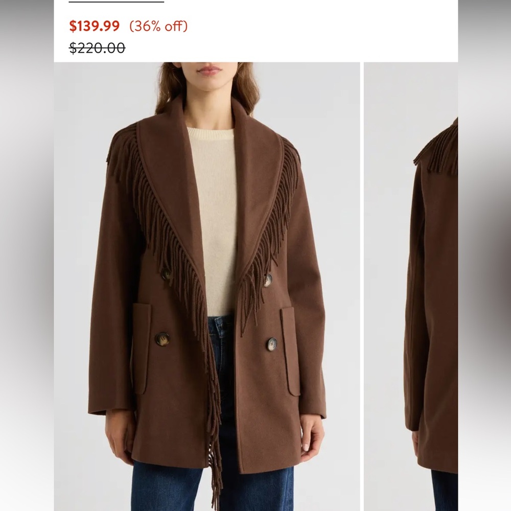 Brown Fringe Women's Coat